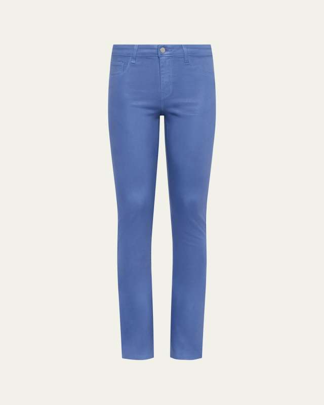Ruth High-Rise Coated Straight Raw Hem Jeans